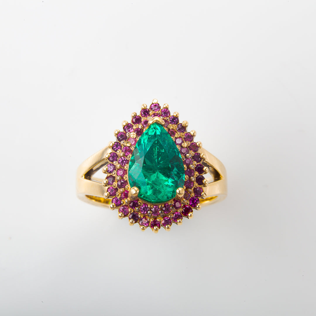 Anillo Halo Esmeralda