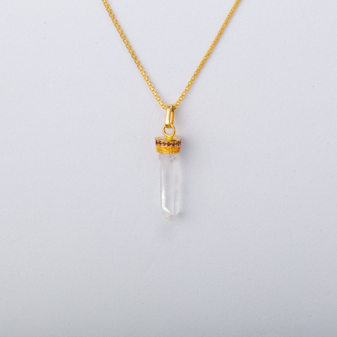 Dije Punta Cuarzo Cristal Rubíes