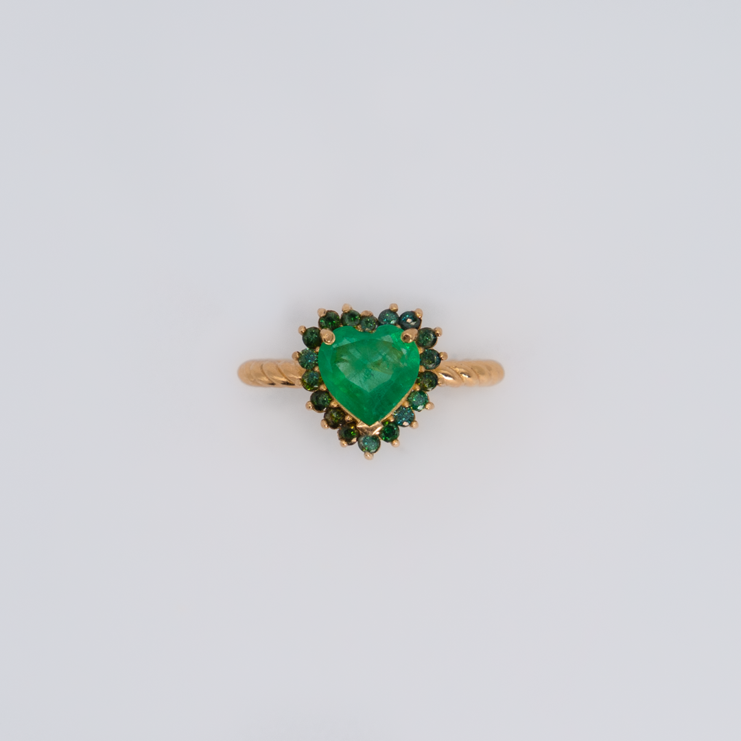Anillo Esmeralda Corazón