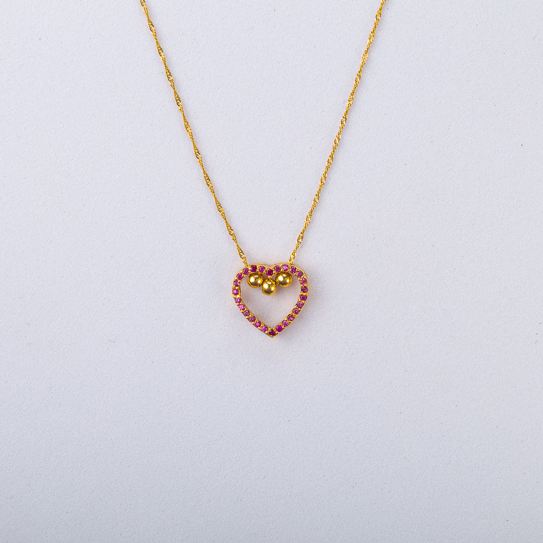 Cadena Corazón Rubíes
